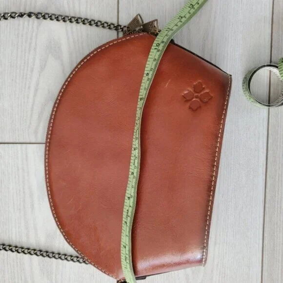 Patricia Nash Tan Italian Leather boho Chainlink Crossbody Rustic Bag - Picture 5 of 7